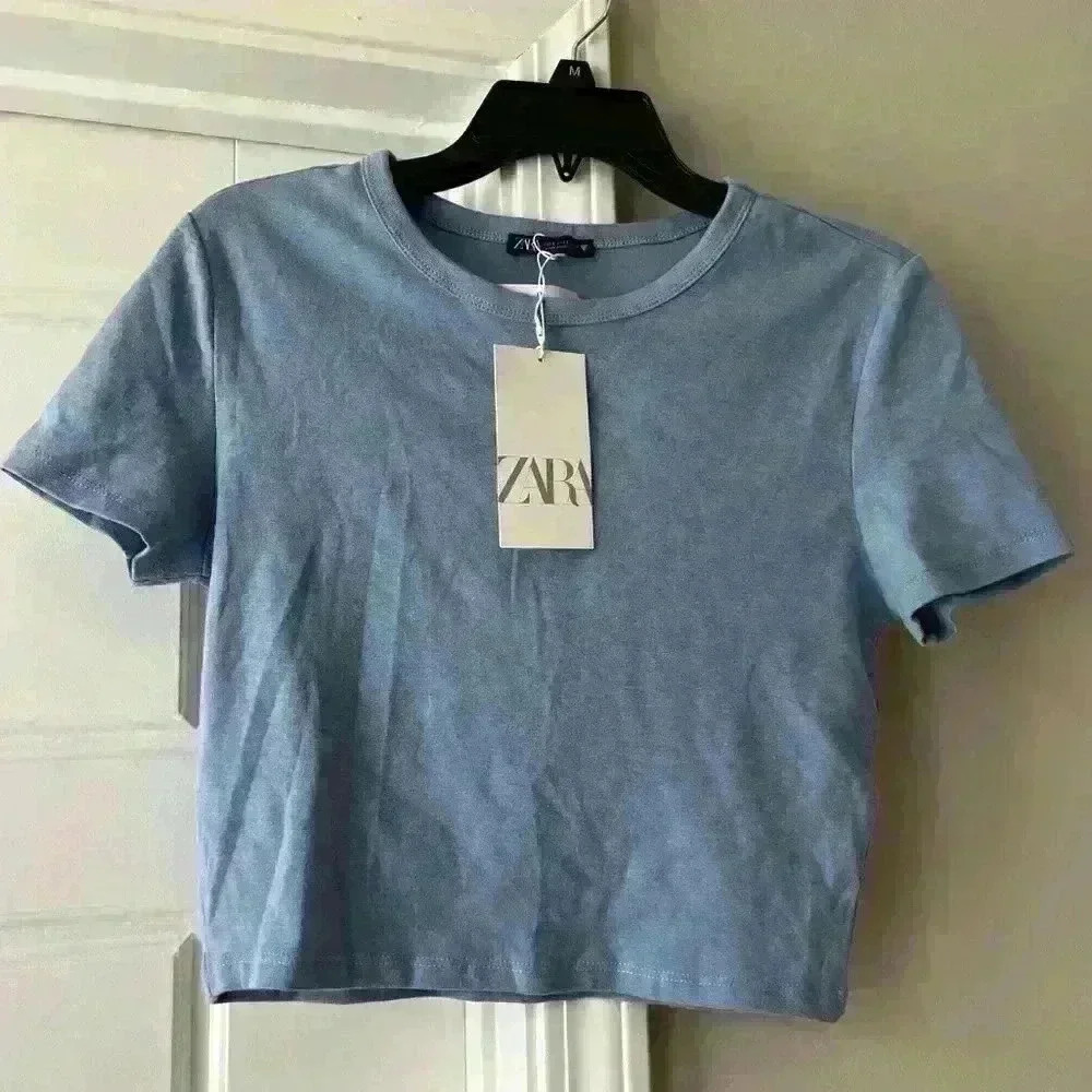 Light Blue Zara Cropped t-shirt